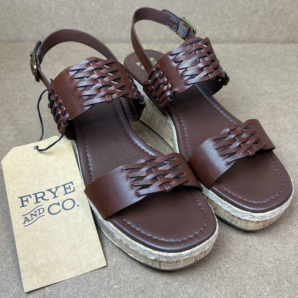 New FRYE AND CO. Women’s Lavish Wedge Sandals Brown